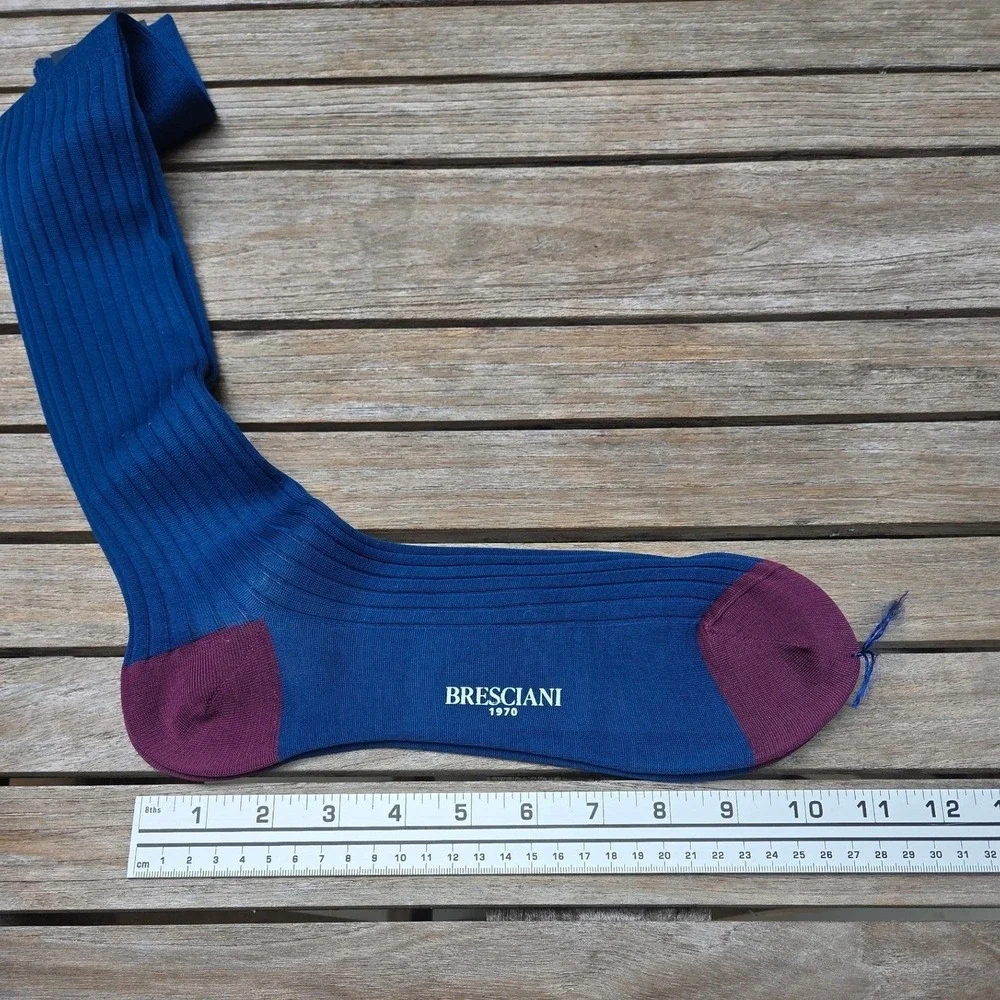 NWT-Bresciani 1970 Mens Knee High Socks Italian 100% Cotton Luxury